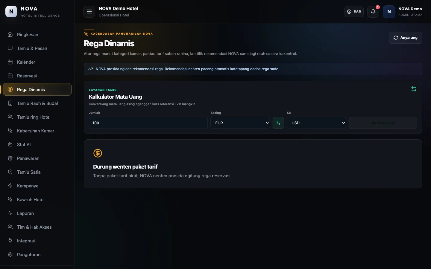 Dashboard demo NOVA: Rega dinamis.