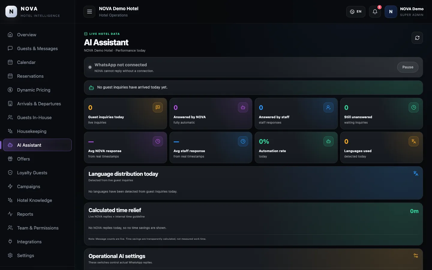 NOVA demo dashboard: AI assistant.